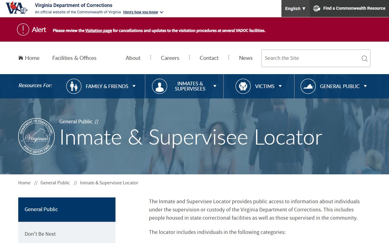 Virginia VADOC inmate and supervisee locator for Campbell County sentenced inmate search